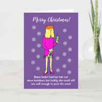 Funny Cartoon Woman Drinking Wine Christmas