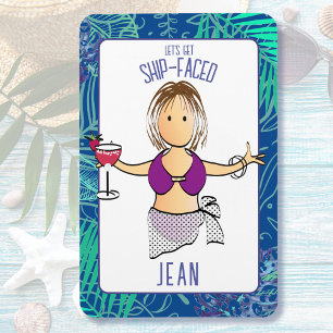 Funny Cartoon Woman Tropical Beach Cruise Door  Magnet