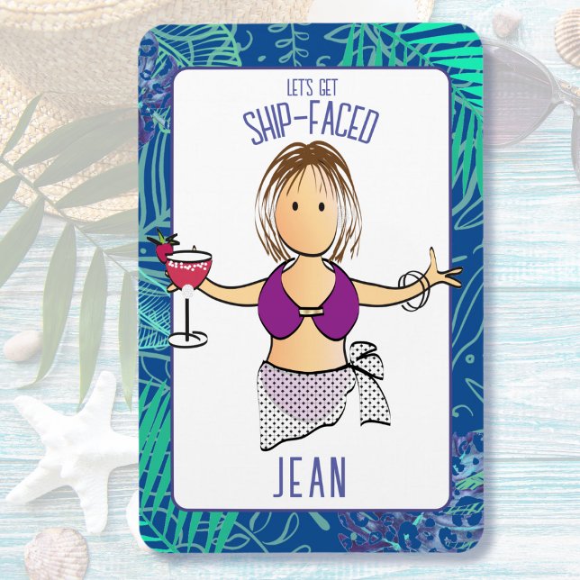 Funny Cartoon Woman Tropical Beach Cruise Door  Magnet (Creator Uploaded)