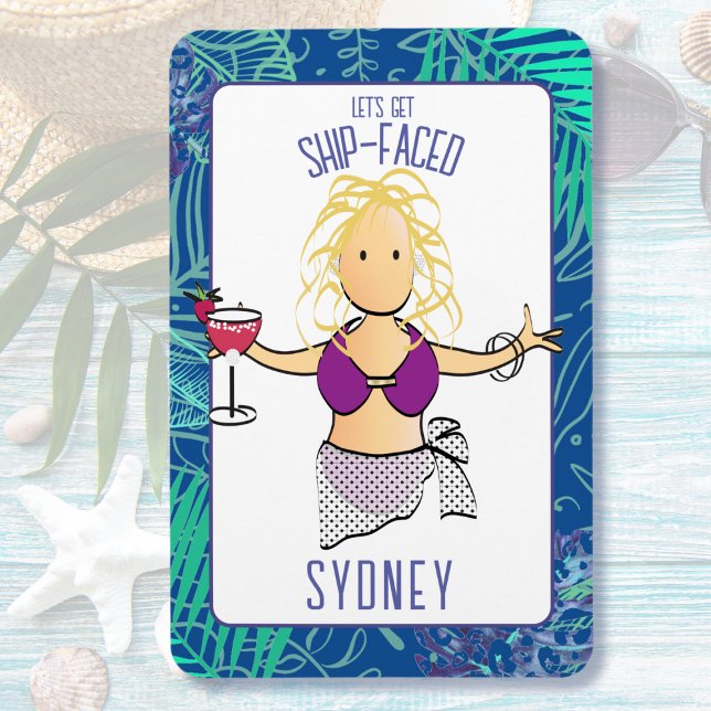Funny Cartoon Woman Tropical Beach Cruise Door  Magnet (Creator Uploaded)