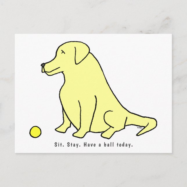 Funny Cartoon Yellow Lab For A Dog Lover Cute Dog Postcard (Front)