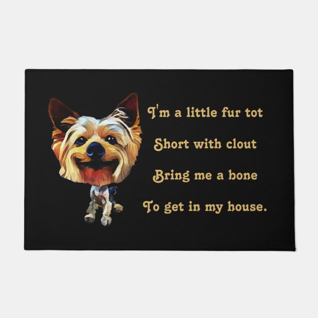 Funny Cartoon Yorkshire Terrier Doormat (Front)