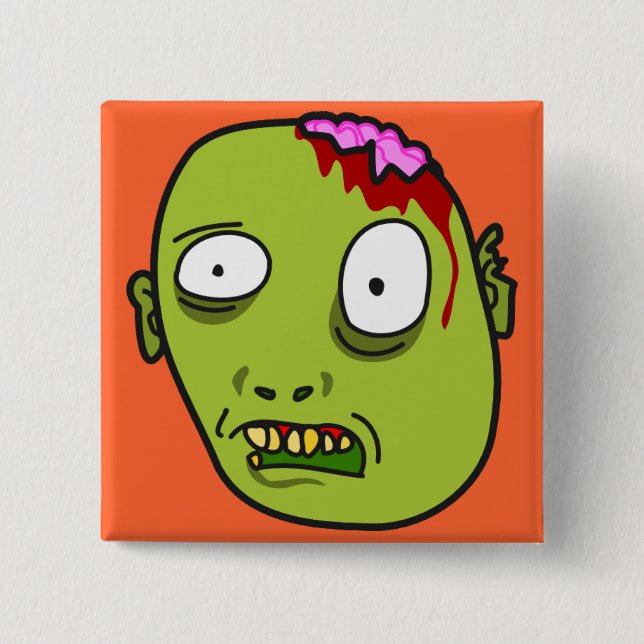 Funny Cartoon Zombie Face 15 Cm Square Badge (Front)