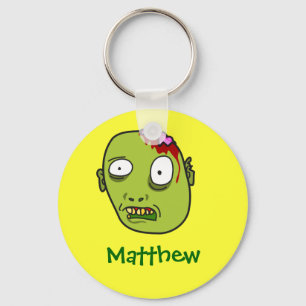 Funny Cartoon Zombie Face Personalised Name Gift Key Ring