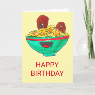 Funny cartotoon spaghetti meatballs card