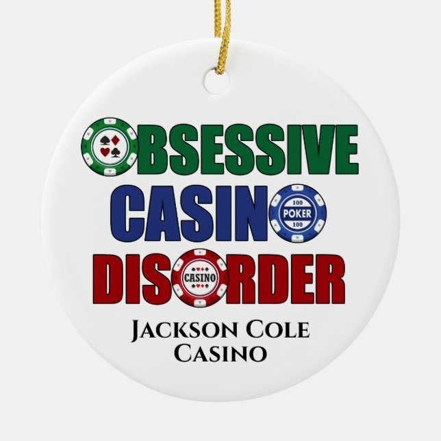 Funny Casino Addict Custom Christmas Ceramic Ornament (Front)