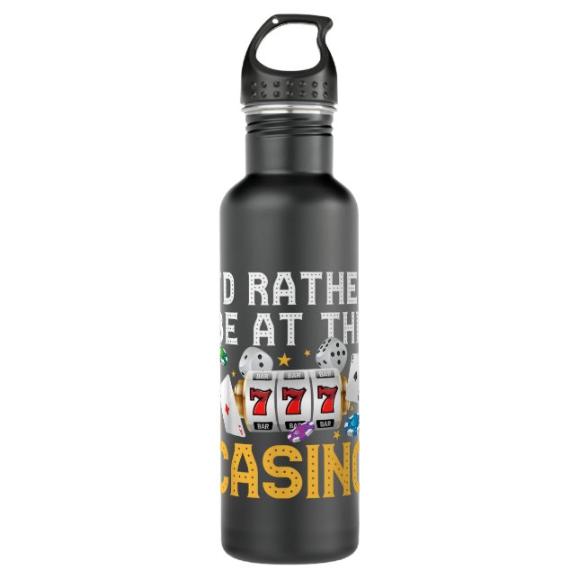Funny Casino Gambling Art Men Women Las Vegas Slot 710 Ml Water Bottle (Front)
