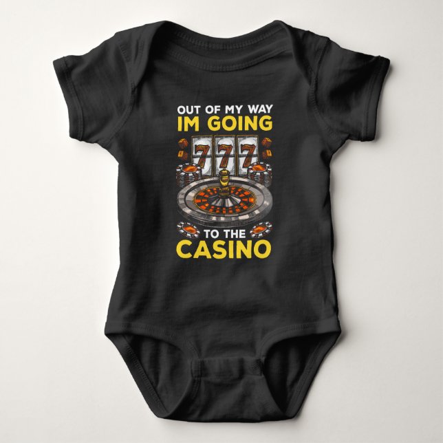 Funny Casino Gambling Humour Slot Machine Poker Fa Baby Bodysuit (Front)
