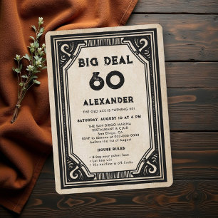 Funny Casino Poker Vintage Western 60th Birthday Invitation