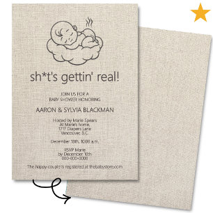 Funny Casual Minimalist Stinky Baby Shower Invitation