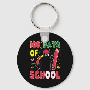 Funny Cat 100 Days Of School Kitten Pencil 100th D Key Ring