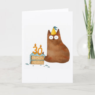 Funny Cat 30th Birthday Card