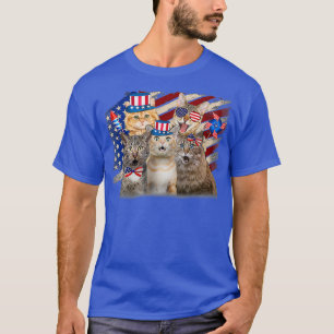 Funny Cat 4th July American Tee Happy Freedom