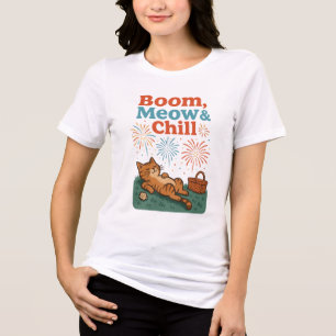 Funny Cat 4th of July Summer T-Shirt Tri-Blend Shirt