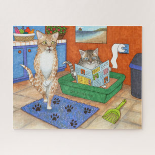 Funny Cat 538 Bathroom art Jigsaw Puzzle