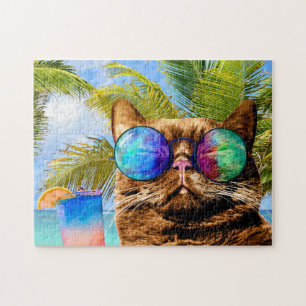 Funny Cat 675 Beach Jigsaw Puzzle