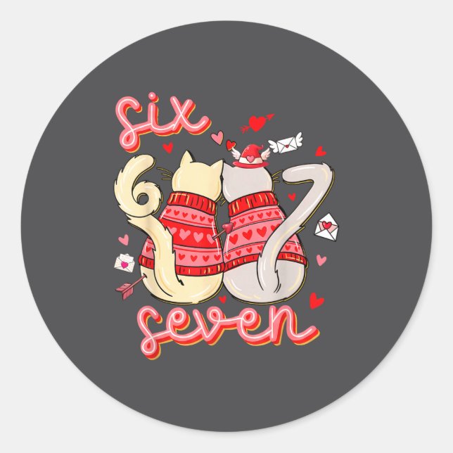 Funny Cat 67 Meme Six Seven Gen Alpha Slang Kids V Classic Round Sticker (Front)