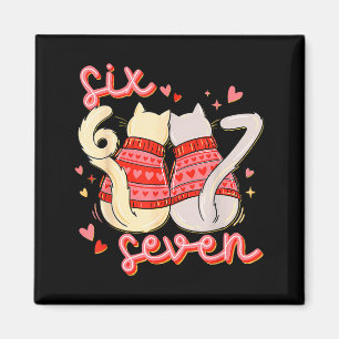 Funny Cat 67 Meme Six Seven Gen Alpha Slang Valent Magnet