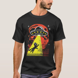 Funny Cat Alien Abduction UFO Encounter Sci-Fi T-Shirt
