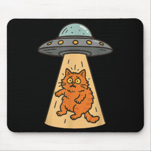 Funny Cat Alien Abduction Ufo Spaceship Kitty Sci Mouse Pad