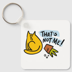 Funny cat and an overturned flower pot key ring