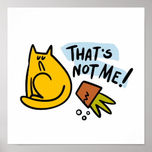 Funny cat and an overturned flower pot poster