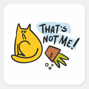 Funny cat and an overturned flower pot square sticker