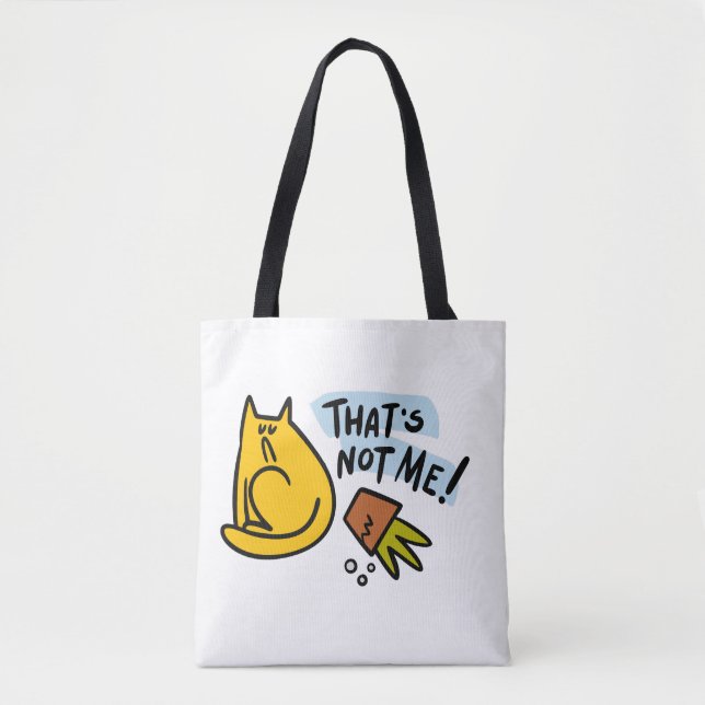 Funny cat and an overturned flower pot tote bag (Front)