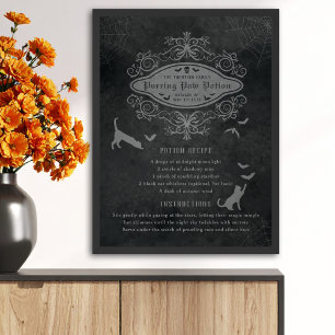 Funny Cat And Bats Potion Recipe Playful Halloween Poster