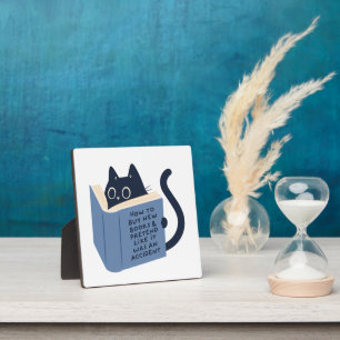 Funny Cat and Book – Book Lover & Reading  Plaque