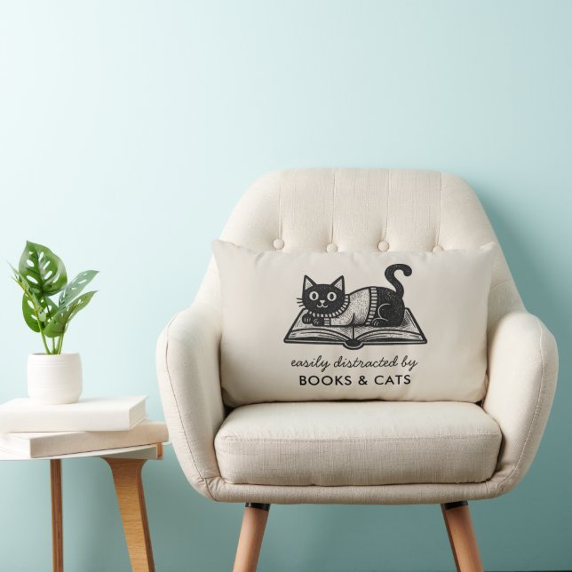 Funny Cat and Book Lover Saying  Lumbar Cushion (Chair)