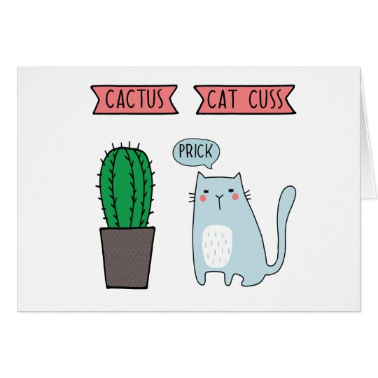 Funny cat and cactus card