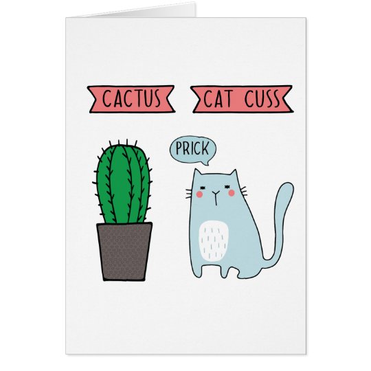 Funny cat and cactus card