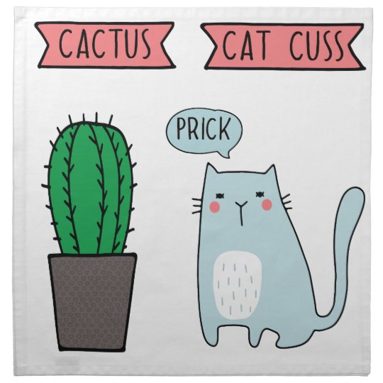 Funny cat and cactus napkin