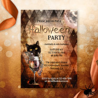 Funny Cat and Cocktail Halloween Party