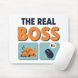 Funny Cat and Computer Mouse Humour Office Pad