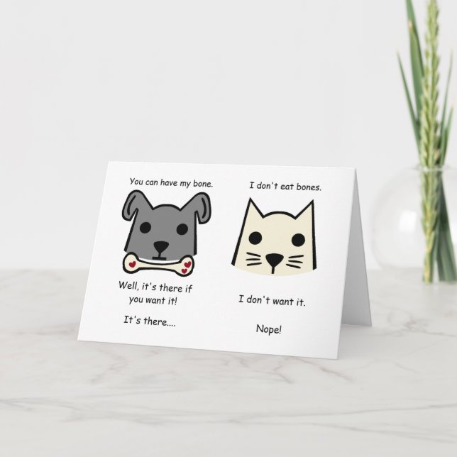 Funny Cat and Dog Conversation, Comedy Card (Front)