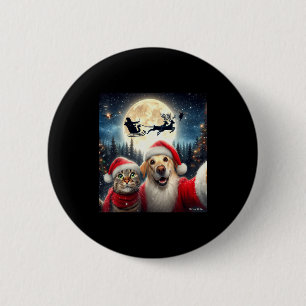 Funny Cat And Dog Selfie With Santa Claus Christma 6 Cm Round Badge