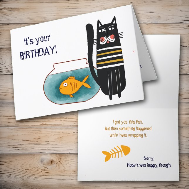 Funny Cat and Fish Birthday Card (Creator Uploaded)