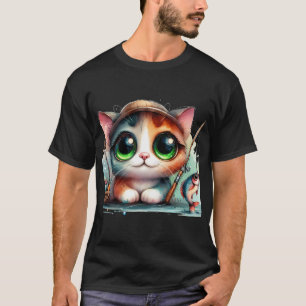 Funny Cat And Fish In Space - Funny Animal In Spac T-Shirt