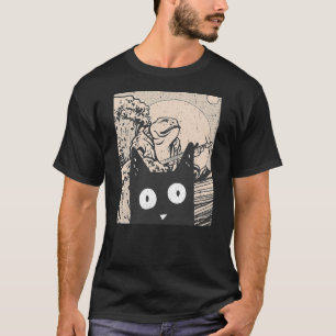 Funny Cat and Japanese Great Wave T-Shirt