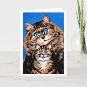 Funny Cat and Kitten, Louis Wain Card