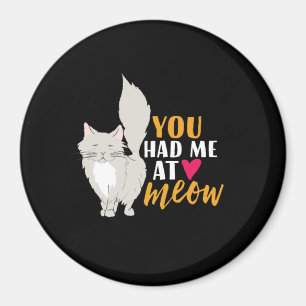 Funny Cat and Kitten Love You Had Me At Meow Magnet