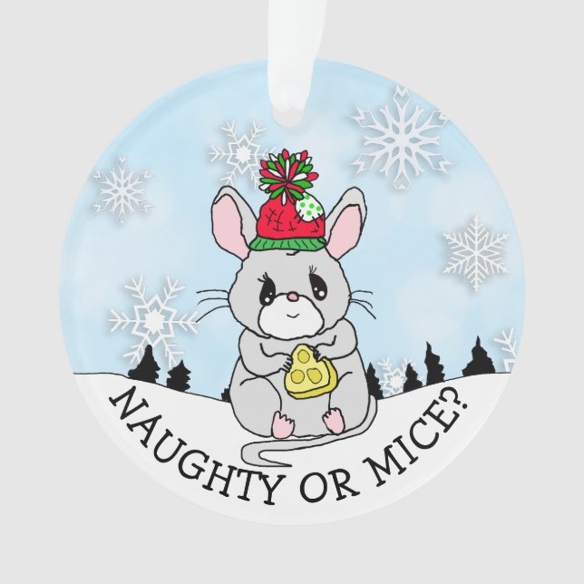 Funny Cat and Mouse Christmas Ornament (Front)