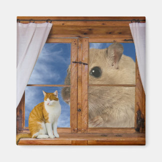 Funny Cat and Mouse Magnet