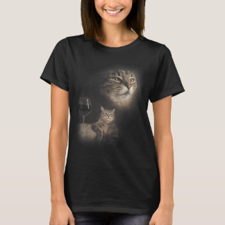 Funny Cat and Wine Art Cats Drinking Oddly T-Shirt