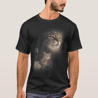 Funny Cat and Wine Art Cats Drinking Oddly T-Shirt