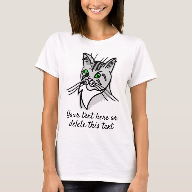 Funny Cat And Your Personal Text T-Shirt (Front)
