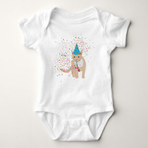 Funny Cat Animals Having a Party   Baby Bodysuit