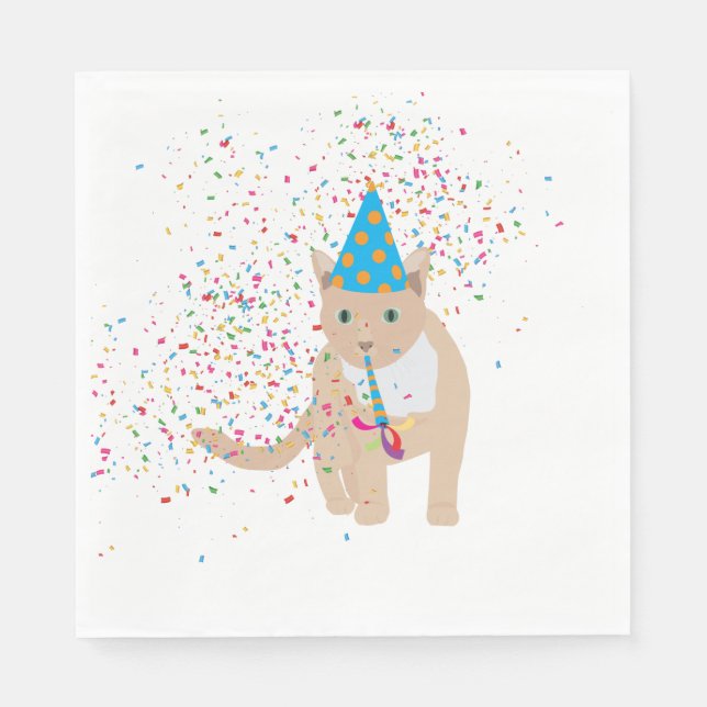 Funny Cat Animals Having a Party  Napkin (Front)
